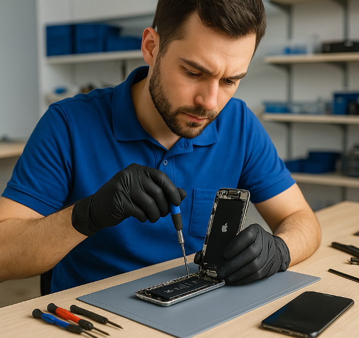 apple-service-stockholm-iphone-reparation.jpg Apple service i Stockholm – tekniker byter iPhone-skärm i verkstad