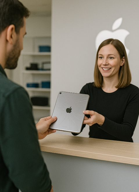 kundinlamning-apple-service-stockholm Apple service i Stockholm – kund lämnar in iPad för reparation
