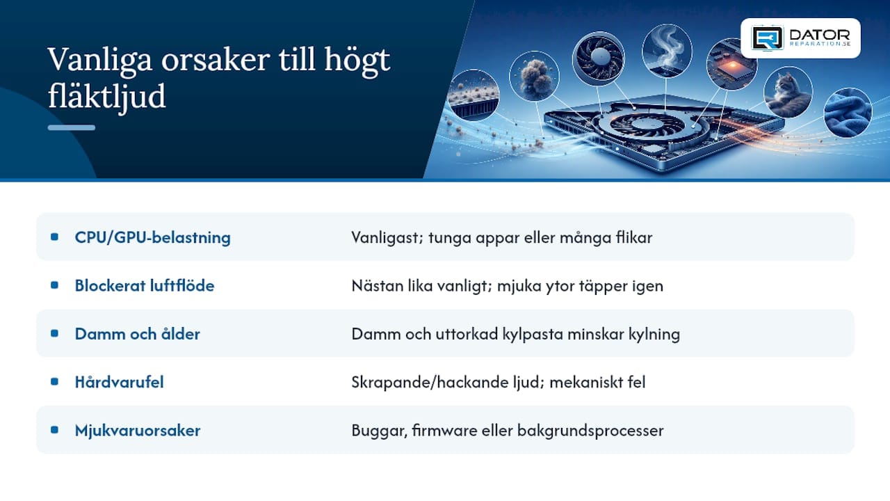 Översikt: Vanliga orsaker till att fläkten på din Mac låter